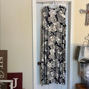 J. Jill Navy and Cream Paisley Maxi Dress